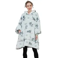 Couverture à capuche personnalisée, sweat-shirt chaud de luxe, couverture à capuche, imprimé de chat Sherpa