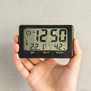 Horloge de bureau numérique LCD magnétique ultra-mince intelligente avec alarme, thermo-hygromètre, mesure de la température et de l'humidité intérieure, montable au mur, pour la maison, OEM - Product Image 3