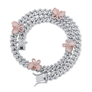 Chaîne cubaine pour femme plaquée or 18 carats, style hip-hop, avec petits zircone cubiques <span class=keywords><strong>de</strong></span> 9 mm, idéale pour les soirées, principalement en laiton - Product Image 4