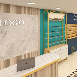 Boutique d'optique de mode Bureau d'accueil en bois Comptoir optique en marbre Vitrine d'affichage optique spéciale haute - Product Image 1