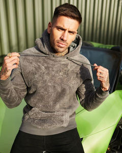 OEM Custom <b>Men</b> Hoodies High Quality 100% Cotton Winter Warm Fuzzy Velvet Microfiber <b>Fleece</b> <b>Thick</b> 3D Embroidery Oversized Solid - Product Image 2