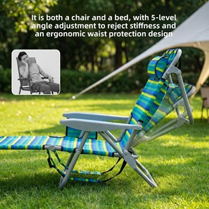 <span class=keywords><strong>Silla</strong></span> Plegable de Acero al Carbono para Exteriores, Cinco Posiciones Ajustables, Reposabrazos, Función <span class=keywords><strong>Reclinable</strong></span>, para Camping y <span class=keywords><strong>Playa</strong></span> - Product Image 2