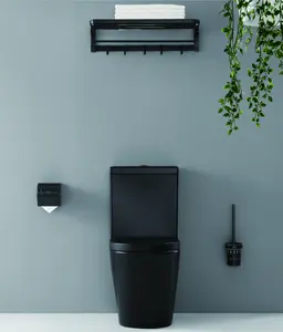 Desain baru standar Amerika UPC gaya Modern Gravity Flushing Matte hitam dual flush toilet sifon satu potong Toilet