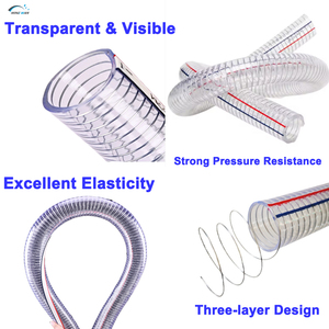 Tuyau en PVC transparent renforcé de fil d'acier, <span class=keywords><strong>diamètre</strong></span> de 2 à 12 mm par rouleau, hélice de fil d'acier - taille découpée sur mesure - Product Image 5