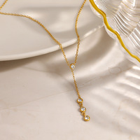 Collares de Perlas con Cadena Delgada Minimalista y Moderna SUMMLY, Collares Delicados de Acero Inoxidable Chapados en Oro de 18K, Joyería de Moda