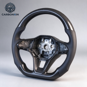 Volante Deportivo Personalizado de Cuero y Fibra de Carbono Forjada para VW Golf 8 MK8 R-line GTI con Alcántara, Sin Airbag - Product Image 6