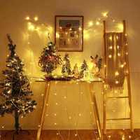 Premium 10m Solar Star LED-slingers IP44 Waterdicht Warm Wit Koperdraad Feestverlichting voor Tuin Valentijn Bruiloft Decoratie