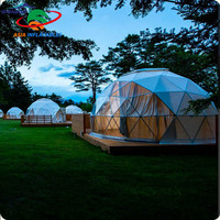 Tente de glamping de 15 m de diamètre, hôtel de luxe, dôme géodésique transparent de jardin, tente en PVC