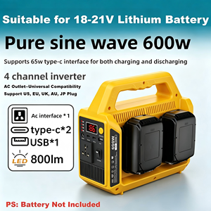 ซินซุน รุ่นใหม่ 600W คลื่นไซน์บริสุทธิ์ AC มัลติฟังก์ชั่น 110/220V ใช้ร่วมกับแบตเตอรี่ Makita/DeWalt/Milwaukee ฯลฯ - Product Image 5