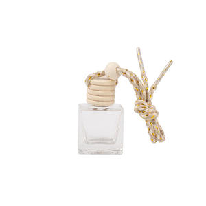 Flat square Gold Aromatherapy Air Freshener Hanging Glass <b>Car</b> Perfume Bottle - Product Image 2