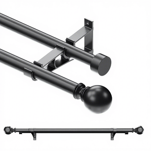 Tringle à rideaux double robuste DaiRui, réglable de 18 à 144 pouces, noir mat, avec supports pour panneaux occultants - Product Image 4