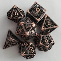 Jeu de dés à facettes multiples en métal massif, 7 pièces, couleurs or et argent, adapté à divers jeux de table, jeux de rôle dans des donjons