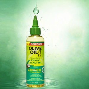 Huile capillaire exotique OEM ODM à l'huile d'olive et d'huile de Babassu pour la croissance des cheveux afros, soin nourrissant du cuir chevelu, sans pellicules, sans accumulation, 127 ml - Product Image 1