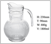 Ensemble de carafes en verre pour boire, 1800 ml, carafe à eau, carafe à jus, carafe en verre
