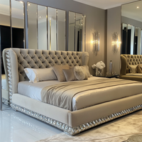 Ensemble de meubles de chambre à coucher en bois de luxe moderne OE HOME, tête de lit en tissu, écologique, lit king size personnalisé pour usage hôtelier