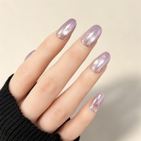 Ongles à presser chromés œil de chat violet lavande, courts, carrés, réutilisables, en gel souple, faux ongles, lot de 30 pièces, vente en gros
