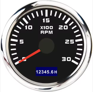 文乐电机 52mm 3000 RPM 黑色表盘防水汽车重型卡车巴士发电机农用机械转速表带计时器 - Product Image 1
