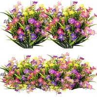 Fleurs artificielles : Chrysanthème à 5 têtes, herbe de printemps, petites plantes aquatiques, verdure artificielle pour décoration intérieure et mariage