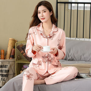 Pyjama pour femmes imprimé floral, ensemble de pyjama 100% coton pour femmes - Product Image 1