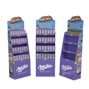 Customized 4-Tier Foldable Portable Corrugated Cardboard Freestanding Display <strong>Stand</strong> for <strong>Food</strong> Snacks Candy Eco-Friendly Material - Product Image 4