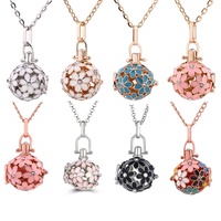 Pendentif médaillon cage ouvrable style cour vintage, motif fleur ajourée, avec perle Edison, en cuivre multicolore, pour la création de bijoux DIY, cadeau
