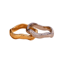 Anneaux géométriques irréguliers creux en acier inoxydable plaqué or 18 carats tendance unisexe Gaovo, cadeau de fiançailles, fête
