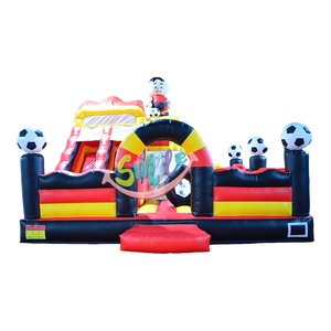 Phổ biến công viên giải trí trò chơi Inflatable Combo trượt Bouncer lâu đài với chủ đề Bóng Đá - Product Image 1