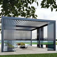 Pergola à lames orientables en aluminium avec éclairage LED, best-seller, pavillon extérieur en promotion pour hôtels et complexes hôteliers