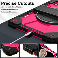 Étui de protection pour Lenovo Xiaoxin Pro 13 Pro GT 13 Idea Tab Pro Gen 2 TB390 360 avec support, bandoulière et porte-stylo, noir et rose rouge