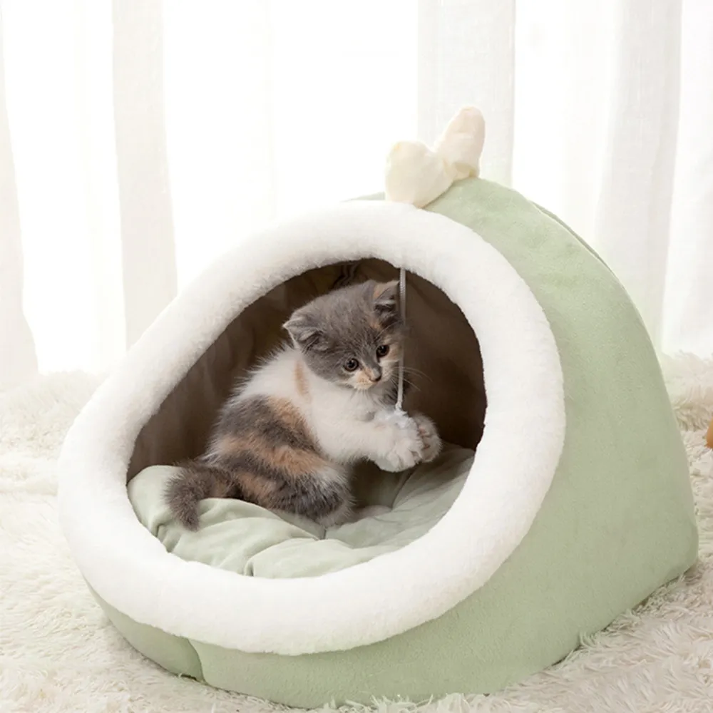 Couchage d'hiver et automne pour chat, lit écologique pour animaux de compagnie, adapté à la maison, au chien, en mode automne et hiver