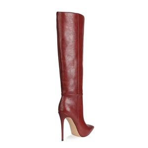 Autumn Daily Solid Plus Size 45 Thin <b>Heel</b> Fashion Smooth Women Knee High Boots Slip-on Pointed Toe Dating Long for Ladies - Product Image 6