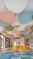 Traitement acoustique de plafond en feutre polyester, esthétique et acoustique, effet nuages, pour restaurant, maternelle, bureau