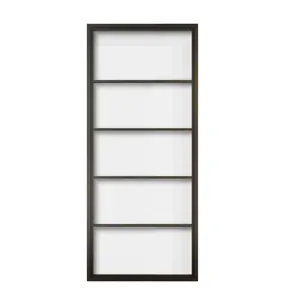 Interior Partition Glass Barn Door With Black Steel Frame Clear Tempered Glass