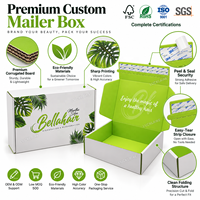Boîte d'expédition en carton ondulé blanc personnalisée avec imprimé feuille tropicale verte, emballages pour produits capillaires pour les marques de soins capillaires et salons de beauté