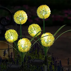 Dinding Mini dan Taman Surya Emas Lampu Taman Luar Ruangan Surya Dandelion 3 LED Daun Bawang Luar Halaman Lampu Rumput