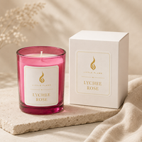 Bougie parfumée en cire de soja dans un bocal en verre avec logo personnalisé LF, parfum de rose lychee, 150 g, boîte cadeau, aromathérapie