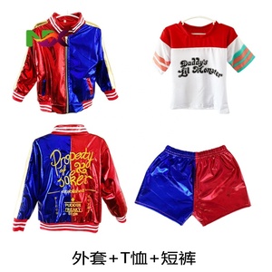 Costume da Cosplay <span class=keywords><strong>Harley</strong></span> <span class=keywords><strong>Quinn</strong></span> per Ragazze e Donne, Giacca Cucita, Pantaloncini, Maglietta, Guanti, Costume per Feste, Purim e Halloween - Product Image 2