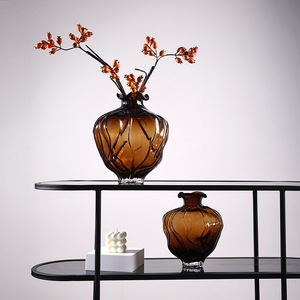 Modern Wave Shaped Glass Flower <b>Vase</b> Creative <b>Amber</b> Hydroponic Flower <b>Vase</b> - Product Image 1