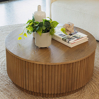 Table basse ronde industrielle vintage en bois de designer mobilier de salon de ferme