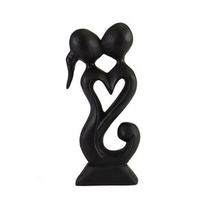 Estatua de Pareja Besándose en Madera Suar Negra, Figura de Corazón, Escultura de Madera Hecha a Mano, Artesanía de Bali, Decoración del Hogar, Idea de Regalo de Boda - Product Image 1