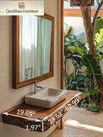 Solid Wood Live Edge Luxury Eco-Friendly Silent Wind Design Bathroom Vanity Shelf | Wall Mounted Rustic Sink Console Mirror