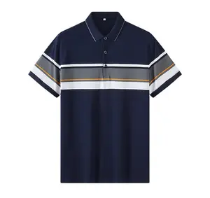 Kaus lengan pendek pria, t-shirt bergaris Polo bisnis sosial kasual musim semi dan panas baru