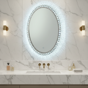 Luxury Smart Modern Wall-Mounted Oval Stainless Steel Eco-Friendly Durable Beauty <b>Makeup</b> & Shaving <b>Mirror</b> - Product Image 2