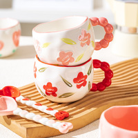 Usine En Gros Fleur Rétro Design Tasse En Céramique Irrégulière À La Main Creative De Luxe En Céramique Tasses À Café