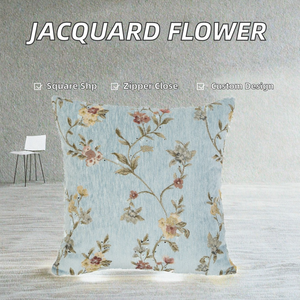Funda de Cojín Moderna Cuadrada con Estampado Digital Jacquard de Flores, 100% Poliéster, Cierre de Cremallera, para Uso en el Hogar y Hoteles, Personalizable - Product Image 2
