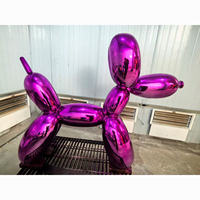 Fait sur mesure en acier inoxydable Chrome ballon chien extérieur Sculpture métal Animal modèle Style Antique plaqué pour cadeau artisanat