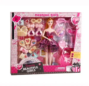 Interesting plastic play set fashion doll toys with colorful doll make up accessories toys for girl