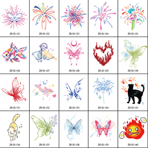 Nouveaux autocollants de <span class=keywords><strong>tatouage</strong></span> temporaires colorés pour filles, motifs feux d'artifice, <span class=keywords><strong>chat</strong></span>, papillon, pour les bras et les doigts - Product Image 6