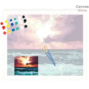 CHENISTORY 3280 Diy Painting By Numbers With Multi Aluminium Frame Kits Sunrise Sea Diy Craft Picture Drawing Home Decor Gift