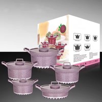 Batterie de cuisine antiadhésive 10 pièces avec couvercles en verre, résistante à la chaleur et écologique – Vente chaude directe usine